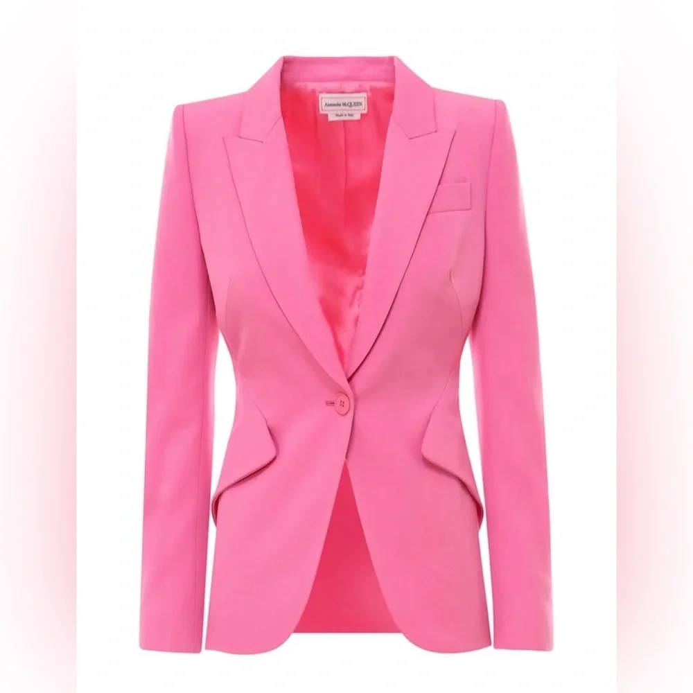 Alexander McQueen- Vibrant Pink Wool Blazer. Size 38 or US 2